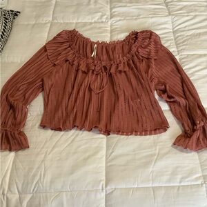 Anthropologie Dusty Rose Ruffled Blouse